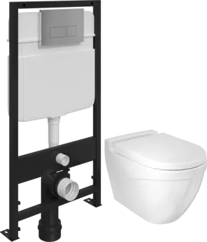 Комплект Унитаз подвесной Bocchi Taormina Arch 1012-001-0129 белый, с крышкой A0302-001 с микролифтом + Система инсталляции для унитазов EWRIKA ProLT 0026-2020 с кнопкой смыва 0041 хром