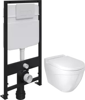 Комплект Унитаз подвесной Bocchi Taormina Arch 1012-001-0129 белый, с крышкой A0302-001 с микролифтом + Система инсталляции для унитазов EWRIKA ProLT 0026-2020 с кнопкой смыва 0042 белой матовой