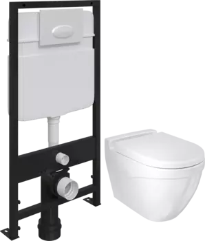 Комплект Унитаз подвесной Bocchi Taormina Arch 1012-001-0129 белый, с крышкой A0302-001 с микролифтом + Система инсталляции для унитазов EWRIKA ProLT 0026-2020 с кнопкой смыва 0052 белой матовой