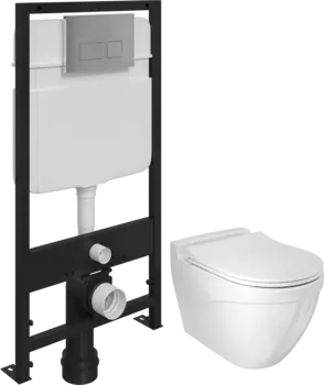 Комплект Унитаз подвесной Bocchi Taormina Arch 1012-001-0129 белый, с крышкой A0336-001 с микролифтом + Система инсталляции для унитазов EWRIKA ProLT 0026-2020 с кнопкой смыва 0041 хром