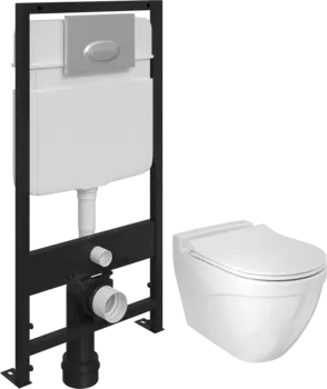 Комплект Унитаз подвесной Bocchi Taormina Arch 1012-001-0129 белый, с крышкой A0336-001 с микролифтом + Система инсталляции для унитазов EWRIKA ProLT 0026-2020 с кнопкой смыва 0050 хром матовый