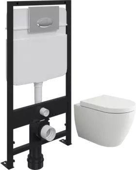 Комплект Унитаз подвесной Bocchi Venezia 1295-001-0129 белый, с крышкой A0302-001 с микролифтом + Система инсталляции для унитазов EWRIKA ProLT 0026-2020 с кнопкой смыва 0051 хром