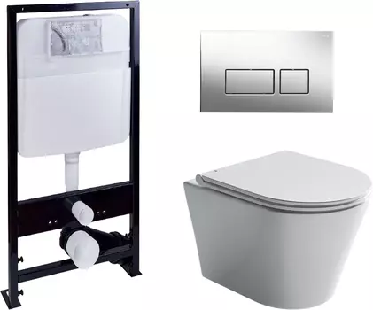 Комплект Унитаз подвесной Ceramica Nova Forma CN3011 + Система инсталляции EWRIKA ProLT 0026-2020 + Кнопка смыва EWRIKA 0041 хром