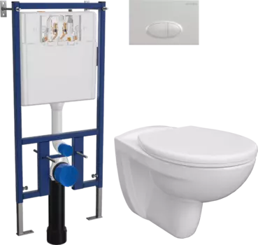 Комплект Унитаз подвесной DIWO Анапа безободковый + Крышка 803-003-709 термопласт, с микролифтом + Инсталляция EWRIKA ProLT 0026-2020 + Кнопка 0052 белая