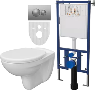 Комплект Унитаз подвесной DIWO Анапа безободковый + Система инсталляции для унитазов DIWO 4501 с кнопкой смыва 7311 хром матовый