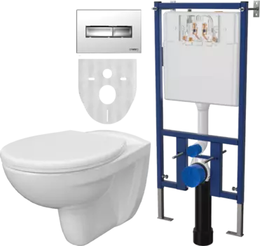 Комплект Унитаз подвесной DIWO Анапа безободковый + Система инсталляции для унитазов DIWO 4501 с кнопкой смыва 7322 хром
