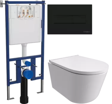 Комплект Унитаз подвесной DIWO Архангельск 0800 + Инсталляция 4501 + Кнопка 7323 черная матовая