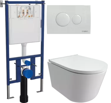 Комплект Унитаз подвесной DIWO Архангельск 0800 + Инсталляция 4501 + Кнопка 7310 белая