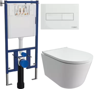 Комплект Унитаз подвесной DIWO Архангельск 0800 + Инсталляция 4501 + Кнопка 7320 белая
