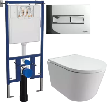 Комплект Унитаз подвесной DIWO Архангельск 0800 + Инсталляция 4501 + Кнопка 7322 хром