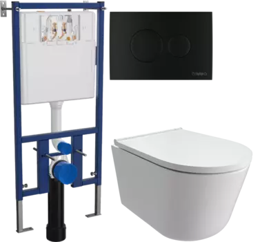 Комплект Унитаз подвесной DIWO Архангельск 0800 + Инсталляция 4501 + Кнопка 7313 черная матовая