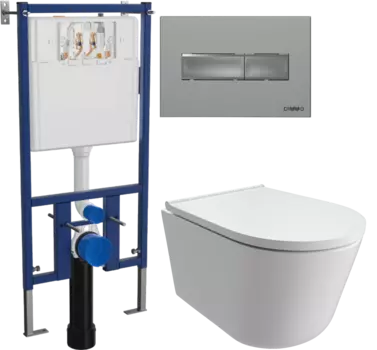 Комплект Унитаз подвесной DIWO Архангельск 0800 + Инсталляция 4501 + Кнопка 7321 хром матовый
