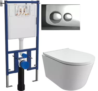 Комплект Унитаз подвесной DIWO Архангельск 0800 + Инсталляция 4501 + Кнопка 7312 хром