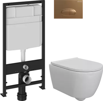 Комплект Унитаз подвесной DIWO Коломна 0700 + Инсталляция EWRIKA ProLT 0026-2020 + Кнопка 0053 золото матовое