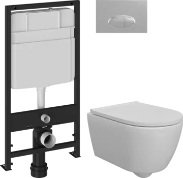 Комплект Унитаз подвесной DIWO Коломна 0700 + Инсталляция EWRIKA ProLT 0026-2020 + Кнопка 0050 хром матовый
