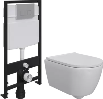Комплект Унитаз подвесной DIWO Коломна 0700 + Система инсталляции для унитазов EWRIKA ProLT 0026-2020 с кнопкой смыва 0040 хром матовый