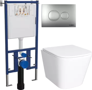 Комплект Унитаз подвесной DIWO Смоленск 5412 + Инсталляция 4501 + Кнопка 7311 хром матовый