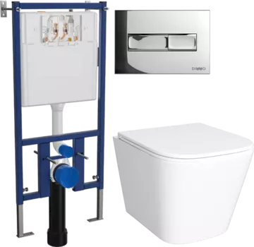 Комплект Унитаз подвесной DIWO Смоленск 5412 + Инсталляция 4501 + Кнопка 7322 хром