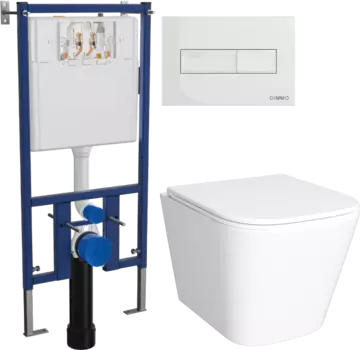 Комплект Унитаз подвесной DIWO Смоленск 5412 + Инсталляция 4501 + Кнопка 7320 белая