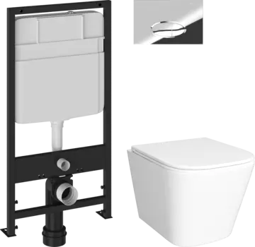 Комплект Унитаз подвесной DIWO Смоленск 5412 + Инсталляция EWRIKA ProLT 0026-2020 + Кнопка 0051 хром