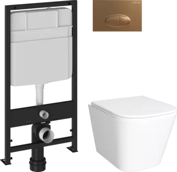 Комплект Унитаз подвесной DIWO Смоленск 5412 + Инсталляция EWRIKA ProLT 0026-2020 + Кнопка 0053 золото матовое