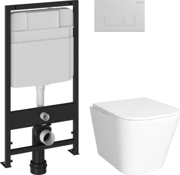 Комплект Унитаз подвесной DIWO Смоленск 5412 + Инсталляция EWRIKA ProLT 0026-2020 + Кнопка 0042 белая