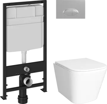 Комплект Унитаз подвесной DIWO Смоленск 5412 + Инсталляция EWRIKA ProLT 0026-2020 + Кнопка 0050 хром матовый