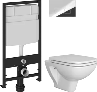 Комплект Унитаз подвесной DIWO Сочи 7508N003-0079 безободковый + Крышка Yakut 0344 быстросъемное, с микролифтом + Инсталляция EWRIKA ProLT 0026-2020 + Кнопка 0041 хром