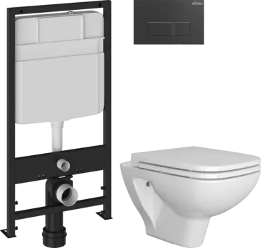 Комплект Унитаз подвесной DIWO Сочи 7508N003-0079 безободковый + Крышка Yakut 0344 быстросъемное, с микролифтом + Инсталляция EWRIKA ProLT 0026-2020 + Кнопка 0044 черная матовая