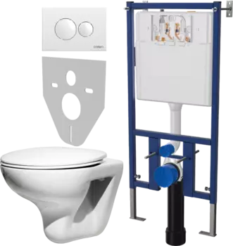 Комплект Унитаз подвесной Roca Mateo 346200000 с микролифтом + Система инсталляции для унитазов DIWO 4501 + Кнопка смыва DIWO 7310 белая