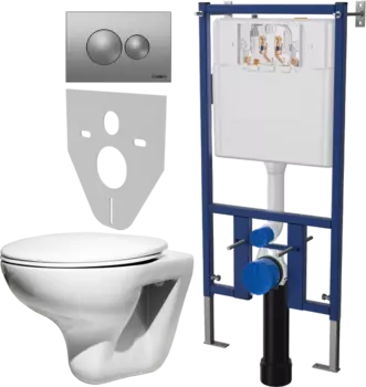 Комплект Унитаз подвесной Roca Mateo 346200000 с микролифтом + Система инсталляции для унитазов DIWO 4501 + Кнопка смыва DIWO 7311 хром матовый