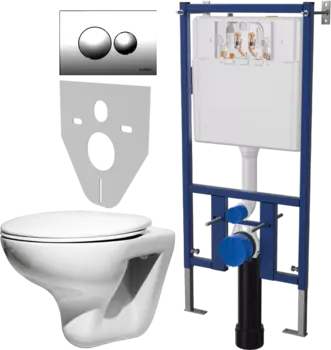 Комплект Унитаз подвесной Roca Mateo 346200000 с микролифтом + Система инсталляции для унитазов DIWO 4501 + Кнопка смыва DIWO 7312 хром