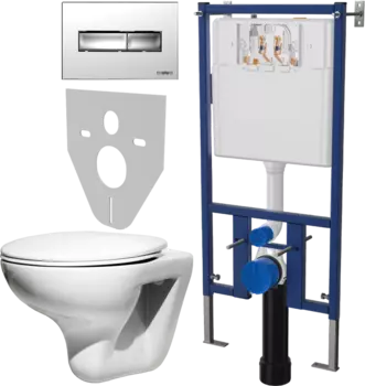 Комплект Унитаз подвесной Roca Mateo 346200000 с микролифтом + Система инсталляции для унитазов DIWO 4501 + Кнопка смыва DIWO 7322 хром