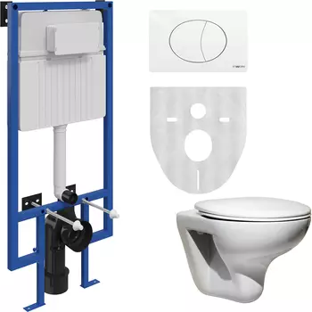 Комплект Унитаз подвесной Roca Mateo 346200000 с микролифтом + Система инсталляции для унитазов STWORKI 510162 + кнопка смыва