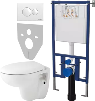 Комплект Унитаз подвесной Seramiksan Natura A051041H + Система инсталляции для унитазов DIWO 4501 + Кнопка смыва DIWO 7310 белая