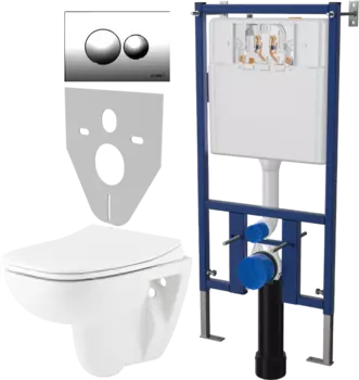 Комплект Унитаз подвесной Seramiksan Petite A101002H с микролифтом + Система инсталляции для унитазов DIWO 4501 + Кнопка смыва DIWO 7312 хром