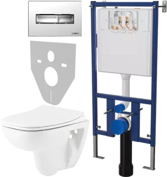 Комплект Унитаз подвесной Seramiksan Petite A101002H с микролифтом + Система инсталляции для унитазов DIWO 4501 + Кнопка смыва DIWO 7322 хром