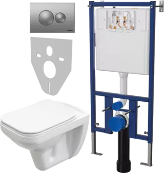 Комплект Унитаз подвесной STWORKI Дублин SETK3504-0605-001-1-6000 с микролифтом + Система инсталляции для унитазов DIWO 4501 + Кнопка смыва DIWO 7311 хром матовый