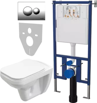 Комплект Унитаз подвесной STWORKI Дублин SETK3504-0605-001-1-6000 с микролифтом + Система инсталляции для унитазов DIWO 4501 + Кнопка смыва DIWO 7312 хром