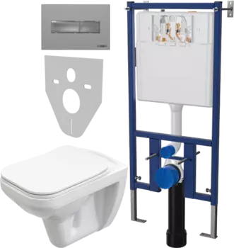 Комплект Унитаз подвесной STWORKI Дублин SETK3504-0605-001-1-6000 с микролифтом + Система инсталляции для унитазов DIWO 4501 + Кнопка смыва DIWO 7321 хром матовый