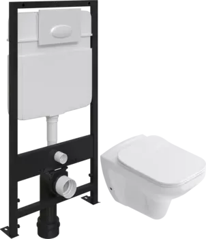 Комплект Унитаз подвесной STWORKI Дублин SETK3504-0605 с микролифтом + Система инсталляции для унитазов EWRIKA ProLT 0026-2020 с кнопкой смыва 0052 белой матовой