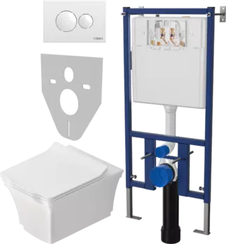 Комплект Унитаз подвесной STWORKI Хадстен SETK3304-0616-001-1-6000 с микролифтом + Система инсталляции для унитазов DIWO 4501 + Кнопка смыва DIWO 7310 белая