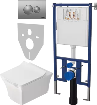 Комплект Унитаз подвесной STWORKI Хадстен SETK3304-0616-001-1-6000 с микролифтом + Система инсталляции для унитазов DIWO 4501 + Кнопка смыва DIWO 7311 хром матовый