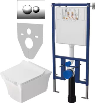 Комплект Унитаз подвесной STWORKI Хадстен SETK3304-0616-001-1-6000 с микролифтом + Система инсталляции для унитазов DIWO 4501 + Кнопка смыва DIWO 7312 хром