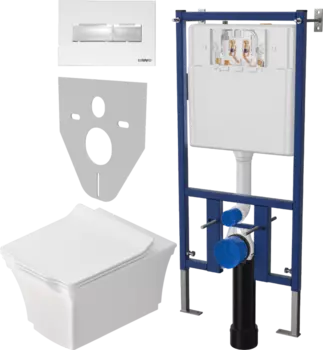 Комплект Унитаз подвесной STWORKI Хадстен SETK3304-0616-001-1-6000 с микролифтом + Система инсталляции для унитазов DIWO 4501 + Кнопка смыва DIWO 7320 белая