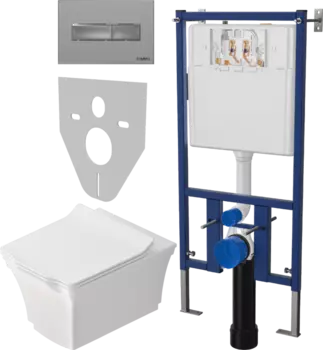 Комплект Унитаз подвесной STWORKI Хадстен SETK3304-0616-001-1-6000 с микролифтом + Система инсталляции для унитазов DIWO 4501 + Кнопка смыва DIWO 7321 хром матовый