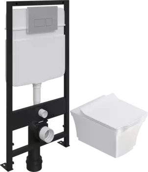 Комплект Унитаз подвесной STWORKI Хадстен SETK3304-0616-001-1-6000 с микролифтом + Система инсталляции для унитазов EWRIKA ProLT 0026-2020 с кнопкой смыва 0040 хром матовый