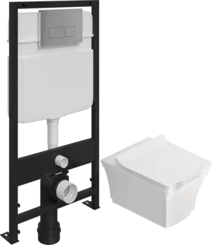 Комплект Унитаз подвесной STWORKI Хадстен SETK3304-0616-001-1-6000 с микролифтом + Система инсталляции для унитазов EWRIKA ProLT 0026-2020 с кнопкой смыва 0041 хром