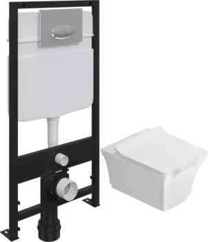 Комплект Унитаз подвесной STWORKI Хадстен SETK3304-0616-001-1-6000 с микролифтом + Система инсталляции для унитазов EWRIKA ProLT 0026-2020 с кнопкой смыва 0051 хром