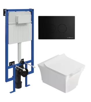 Комплект Унитаз подвесной STWORKI Хадстен SETK3304-0616-001-1-6000 + Инсталляция 510162 + Кнопка Хельсинки 500471 черная матовая